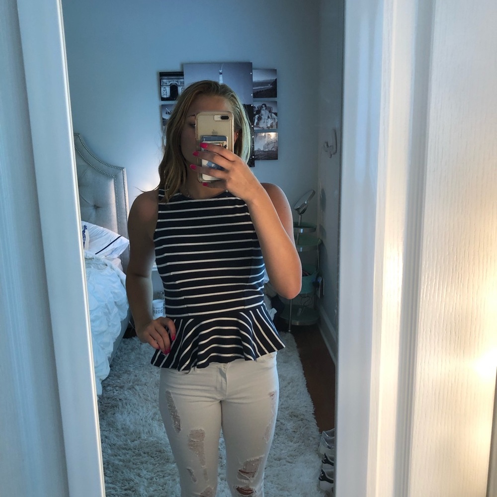 Jack Wills Navy and White Striped Top